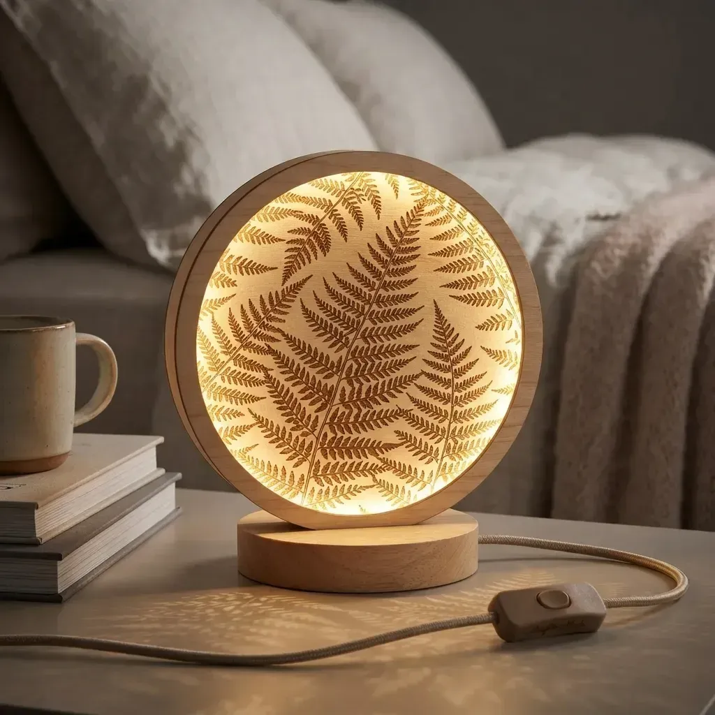 Wooden Night Light Silver Fern Home Decor