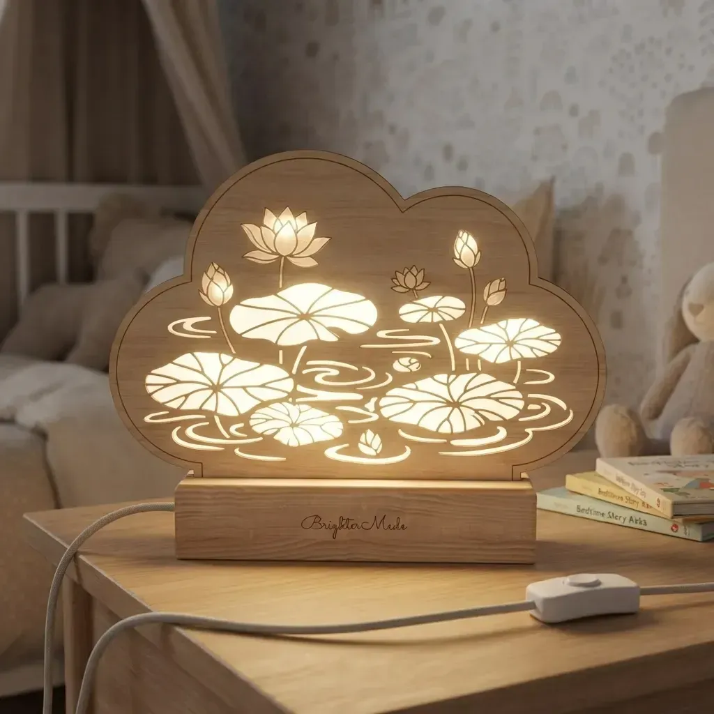 Wooden Night Light Lotus Leaf Home Decor