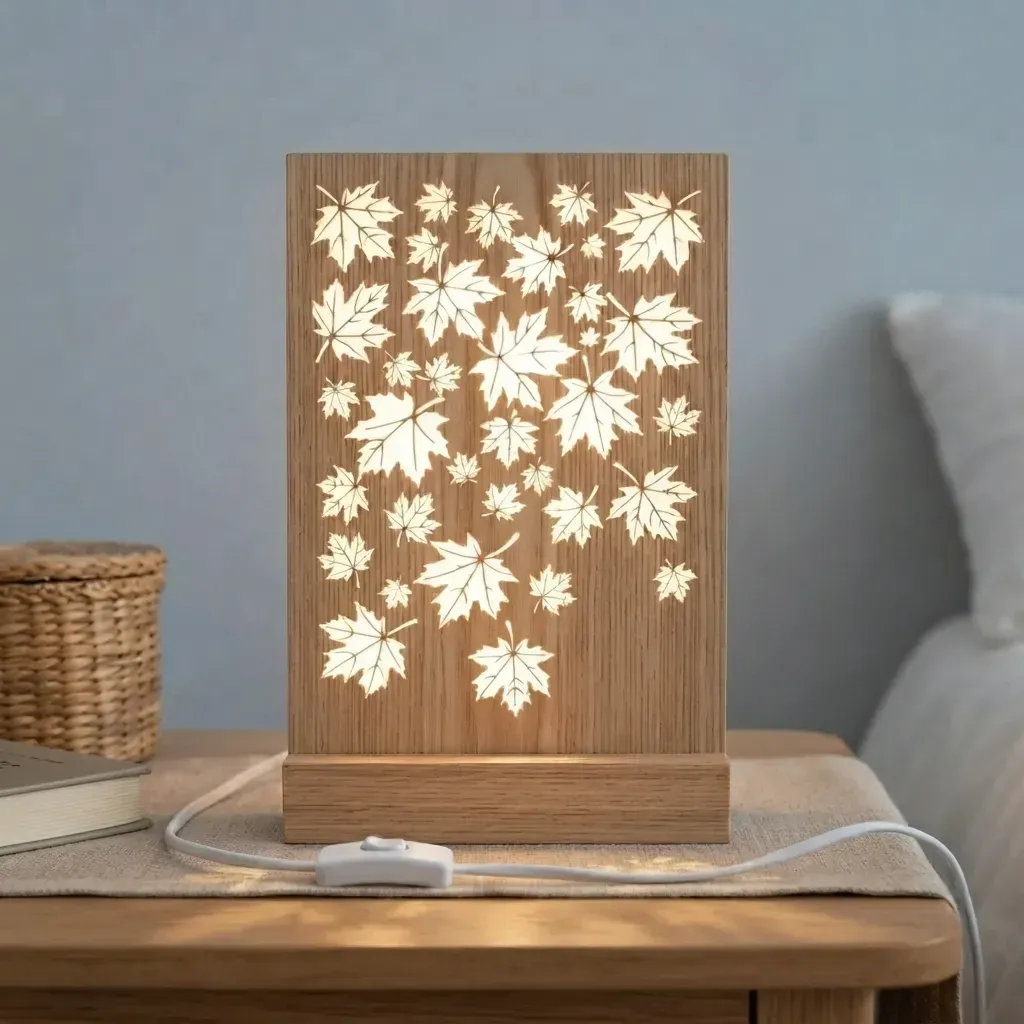 Wooden Night Light Maple Leaf Home Decor