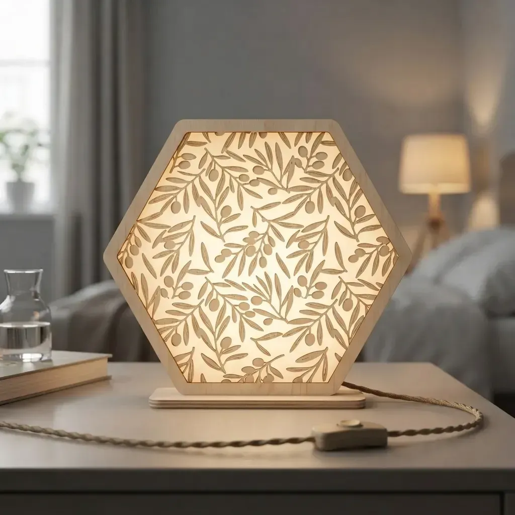 Wooden Night Light Olive Leaf Home Decor