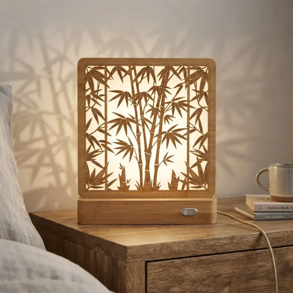 Wooden Night Light Bamboo Leaf Home Decor