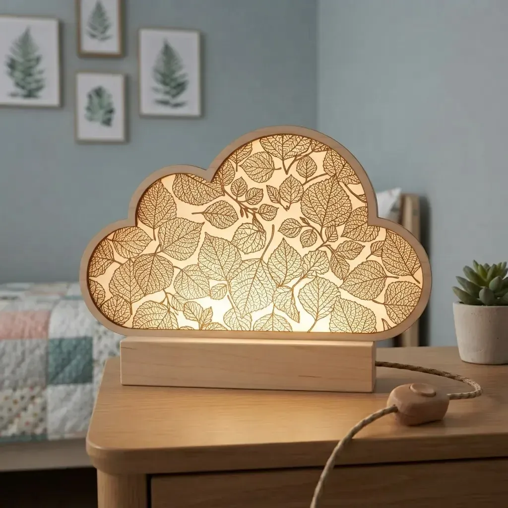Wooden Night Light Aspen Leaf Home Decor